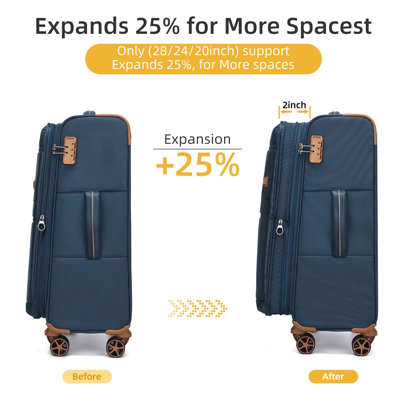 Multi Compartment 4 Piece Expandable Luggage Collection with New Silent Spinner Wheels TSA Locks(16in 20in 24in 28in)