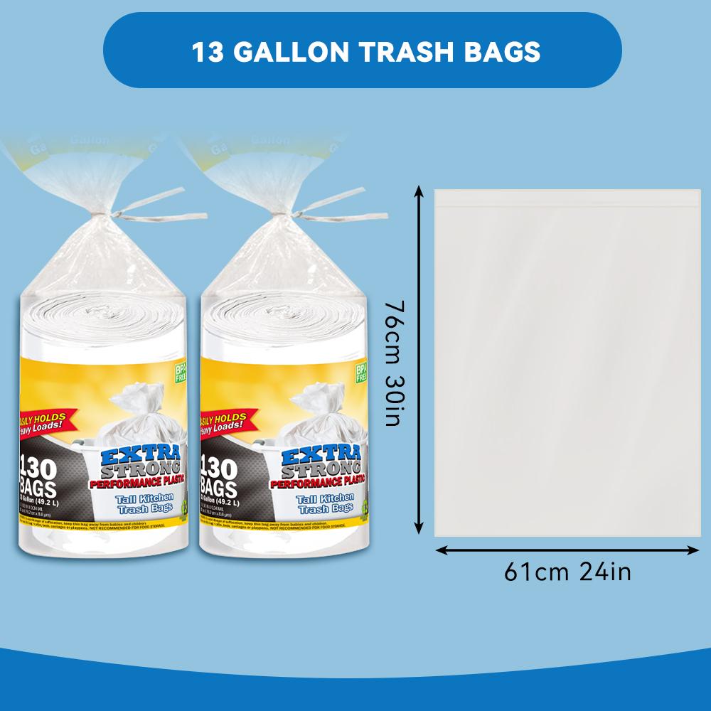 260 Bags 13 Gallon Disposable Large Garbage Bags SPuncture Tear Resistant Trash Bags, 33Gallon Capacity, Large Mutipurpose Cleaning Supplies For industial, Garden, Home, AndCommerÃal Use - Durable, Leak-Proof, And Éasy To Use