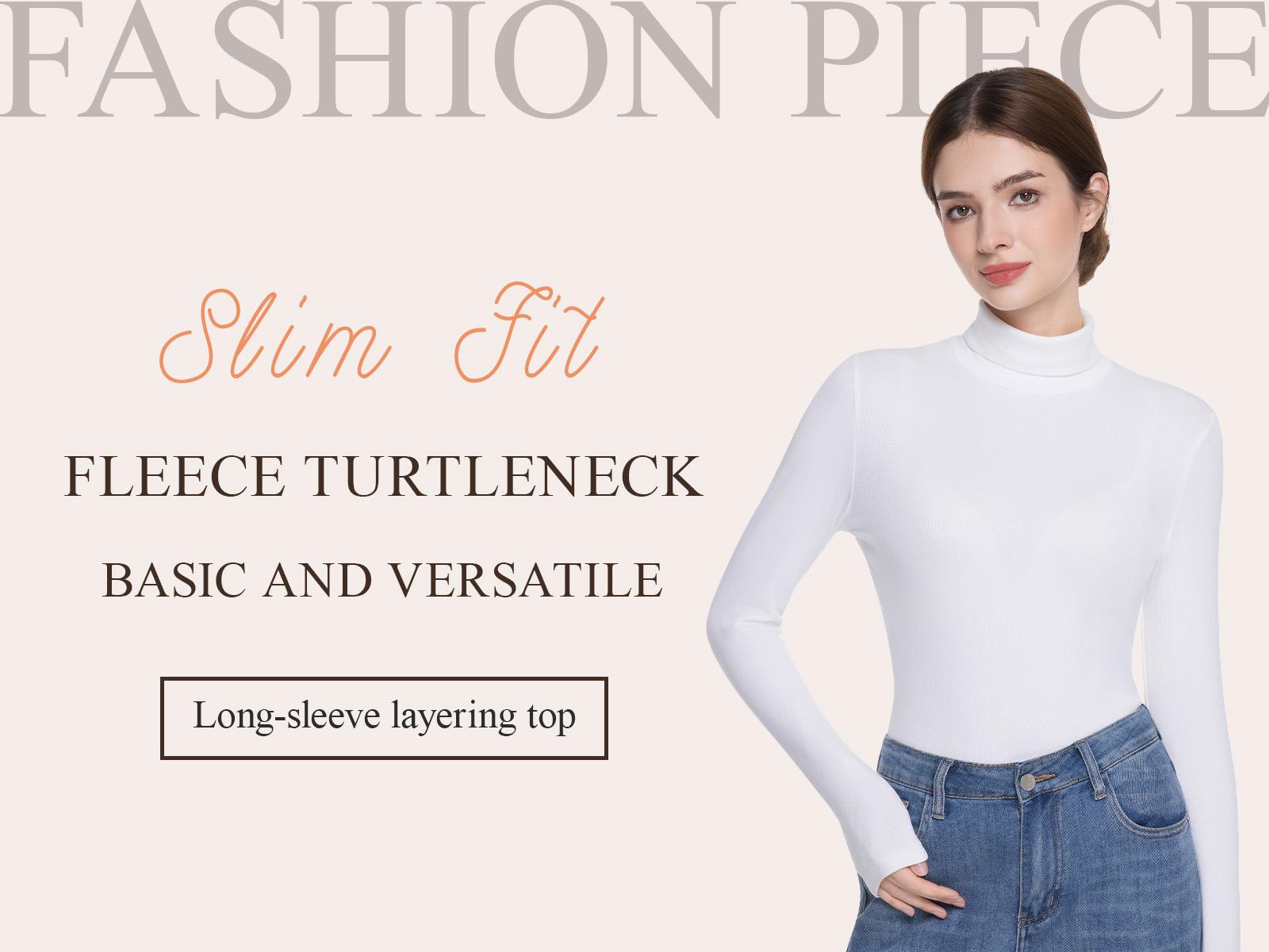 Women’s  Baselayer Thermal Turtleneck Top – Long Sleeve Lightweight Heat-Generating Thermal Shirt