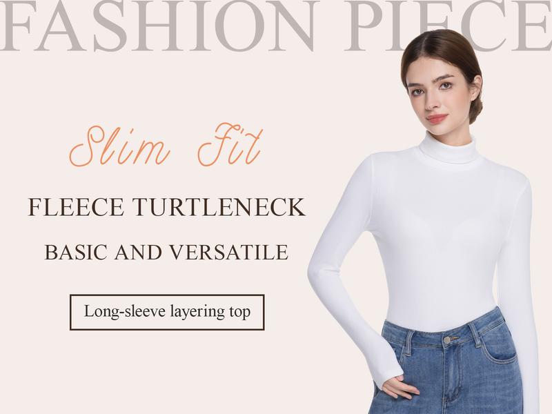 Women’s  Baselayer Thermal Turtleneck Top – Long Sleeve Lightweight Heat-Generating Thermal Shirt