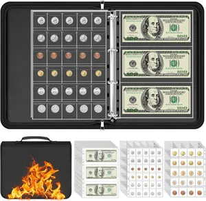 360 Pockets Coin Currency Collection Book Holder for Collectors, PU Coin Currency Collecting Album with Zipper and Handle, 360 Coins Pockets, 36 Sleeves Paper Money Banknote Binder