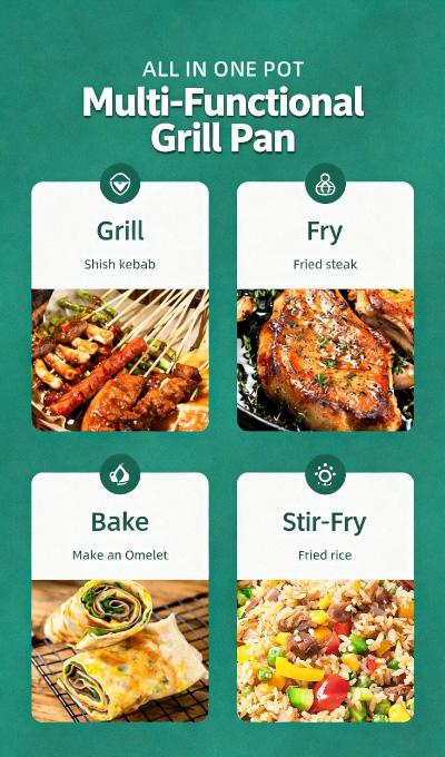 Multifunctional Electric Grill Indoor Non-Stick Smokeless Griddle for Home Cooking