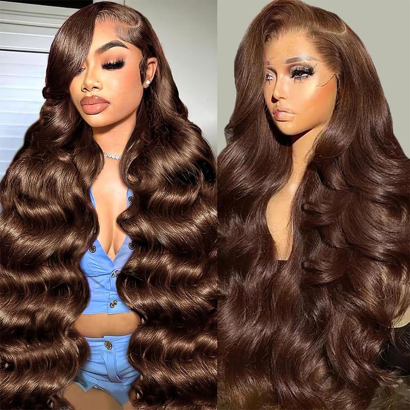 Body Wave 13X6 Lace Frontal Wigs P4/27 Highlight Brazilian Body Wave Pre plucked Human Hair Wigs Colored Chocolate Brown Lace Front Wigs For Women