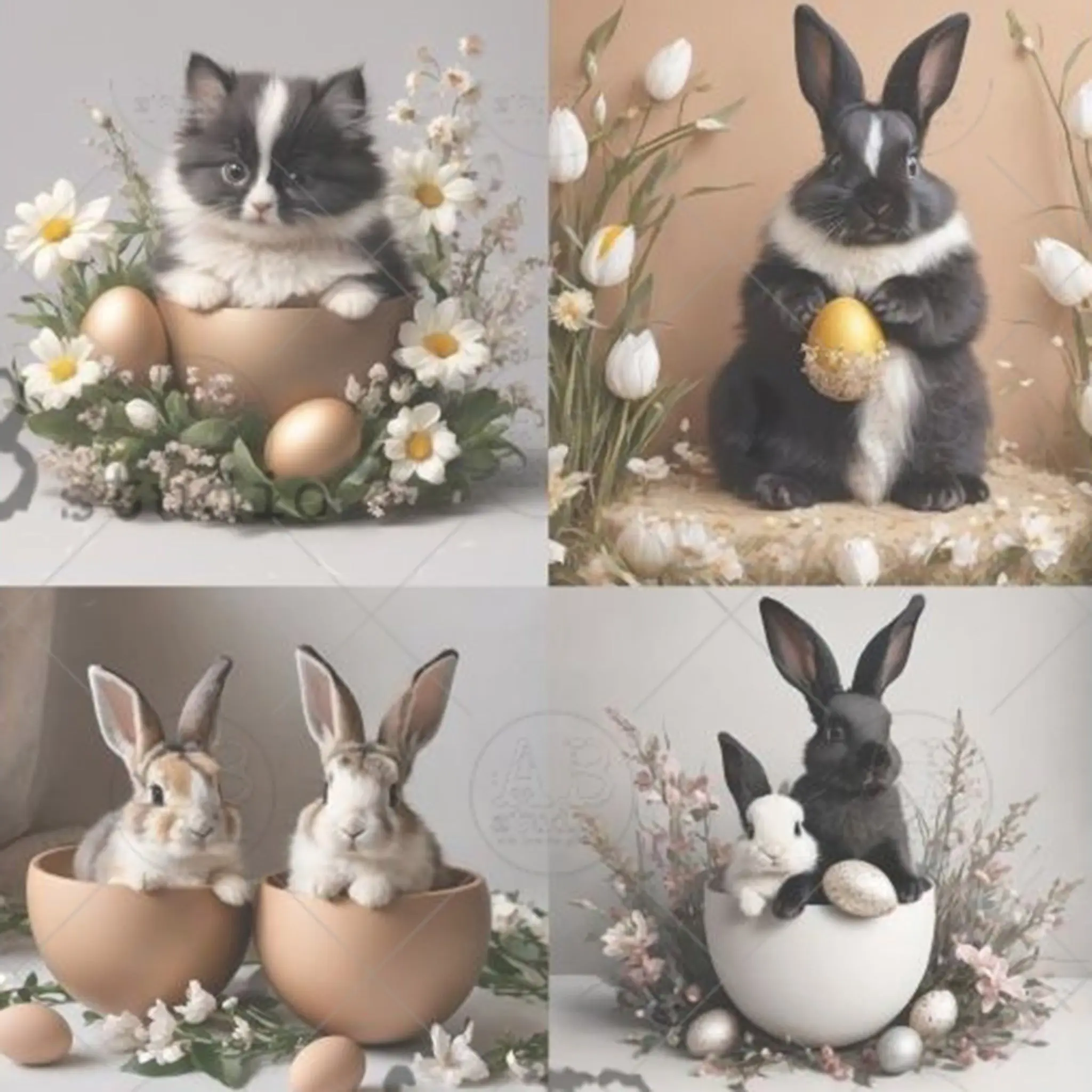 AB Studio - Cottagecore Easter Collage Decoupage Paper (A4 Size)