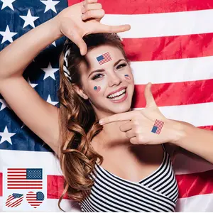 American Flag Face Tattoos for Women Men World Cup Accessories for Soccer Fans Removable Tattoos for Face Temporary Makeup Tattoo for Sports Competition Face Stickers for Soccer Fans Accessories 10PCS ， automobile   Decals