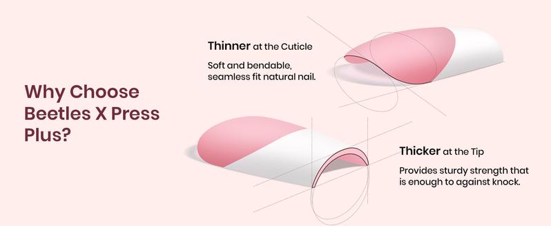 Beetles X Press Plus-Lite Kit French Tips Square Almond French Tip Press on Nails with Nail Glue Builder Top Coat Squoval Press on Nails DIY Manicure Gift for Women