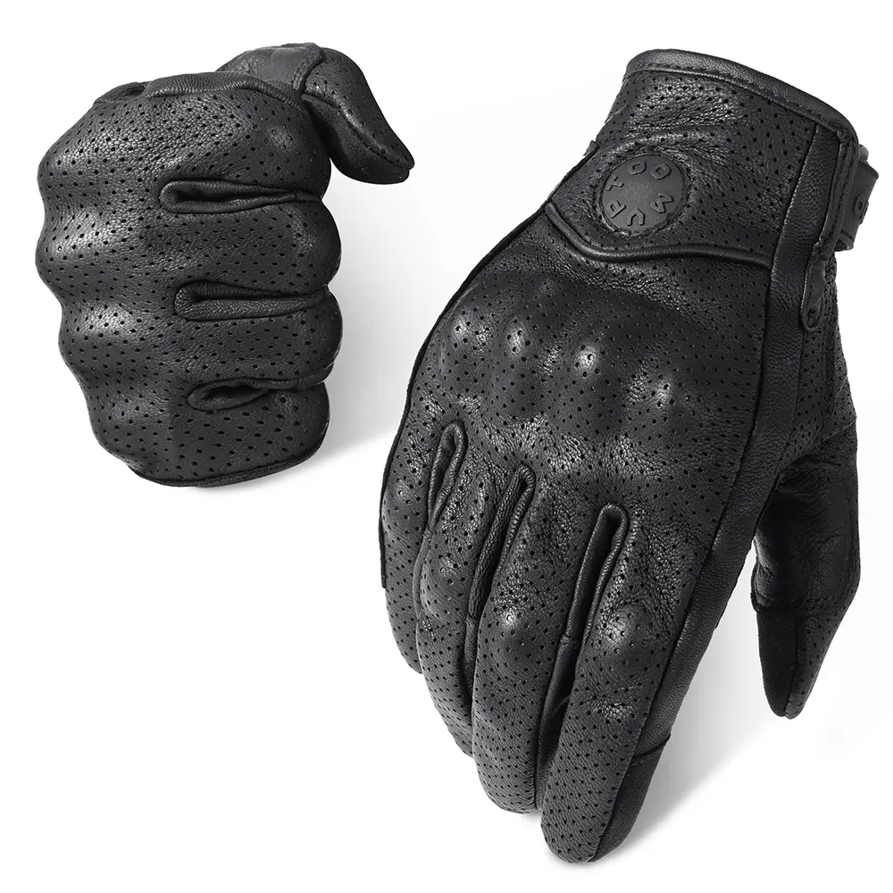 Outdoor Sports Gloves, ATV Gloves, Breathable Genuine Leather Touchscreen Hard Shell Anti-Slip Windproof, Dirtbike Gear Motorcycle Riding Hiking Rock Climbing Protection Gear, Protective Gear