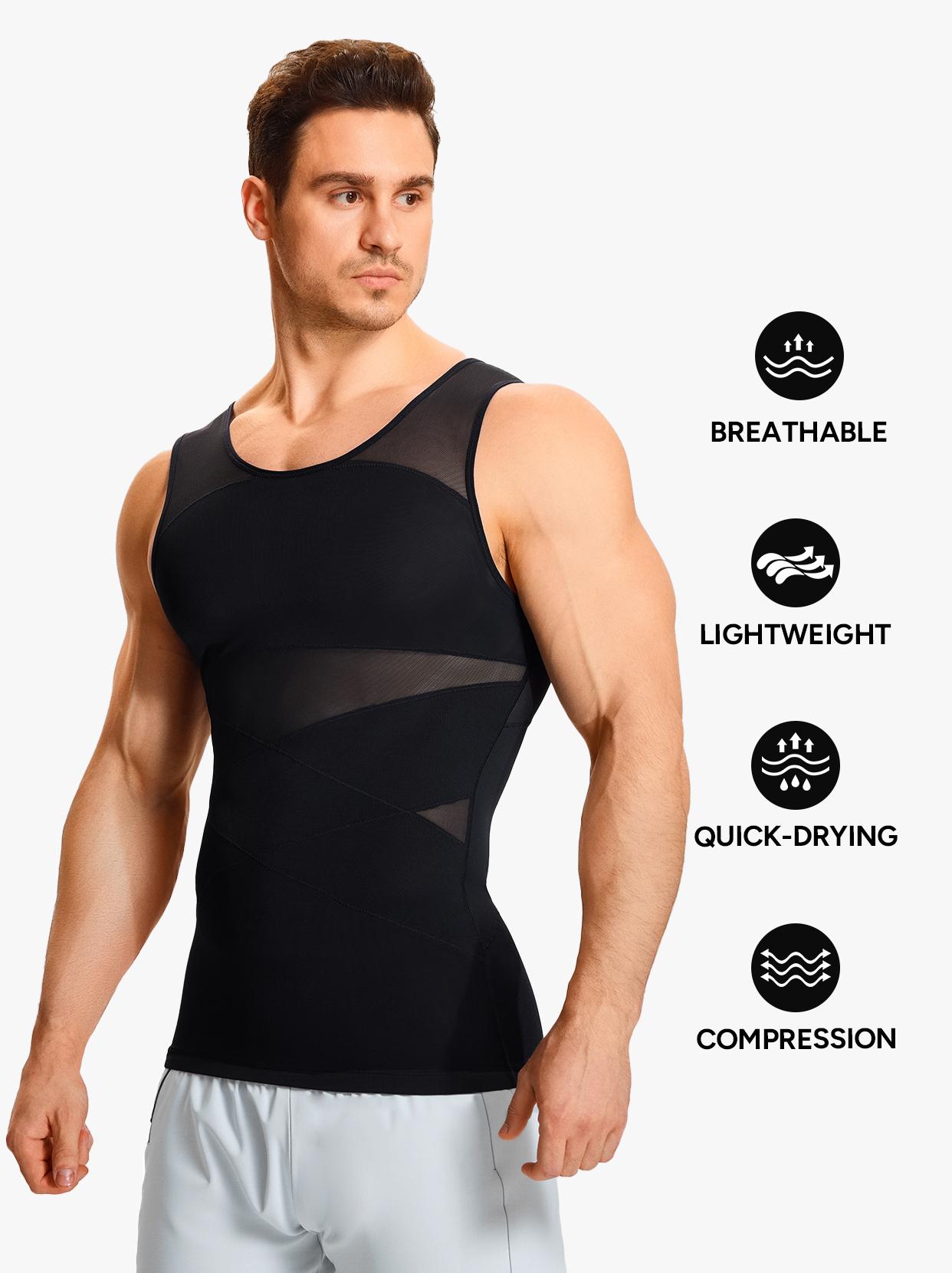 【LIVE-Only】Nebility Men's Summer Thin Shapewear Tanktop - Menswear Mesh Tummy Control  Breathable High Elasticity  Seamless Sports Compression Vest Fitness