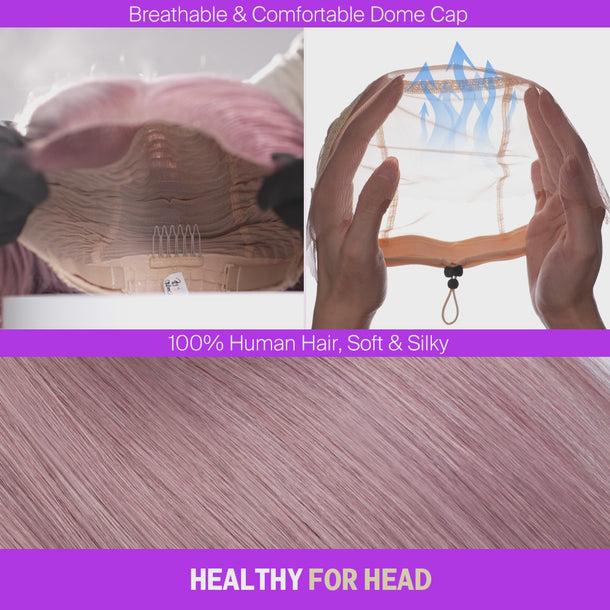 Megalook Hair 13x6 Three-Go Lavender Purple Glueless Wigs Silky Straight With Drawstring 100% Human Hair Wig Lace Front Wig Elegant Ombre Design 320℉ Heat Resistant