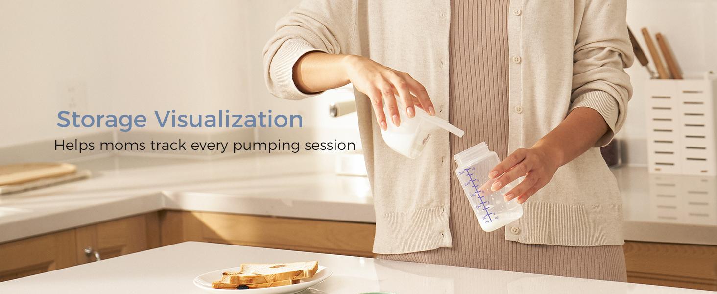 Momcozy 22oz Portable Breast Milk Cooler for On-the-Go, 360° Complete Cooling for 24 Hours, Spacious Travel Breastmilk Chiller with 2 Baby Bottles for Storage【B】