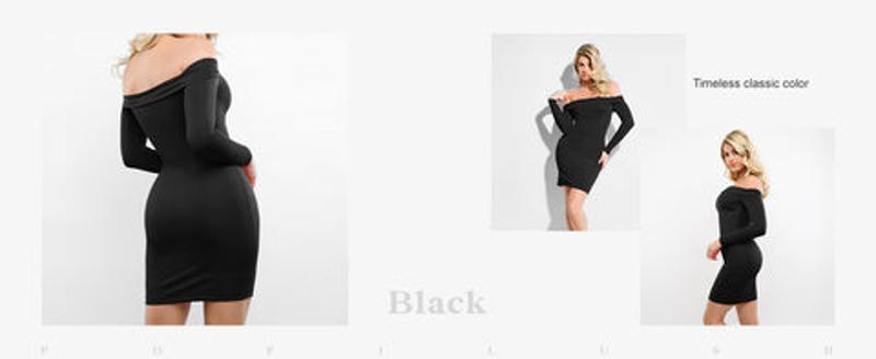Popilush The Shapewear Dress Off Shoulder Long Sleeve Midi Dresses Womenswear Lady Casual Underwear Longsleeves Casual Wear Basic Popilush The Shapewear Dress Off Shoulder Long Sleeve Midi Dresses Womenswear Lady Casual Underwear Longsleeves Casual Wear Basic