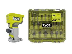 18 Volt Cordless Fixed Base Trim Router with 24-Piece Router Bit Set A252401