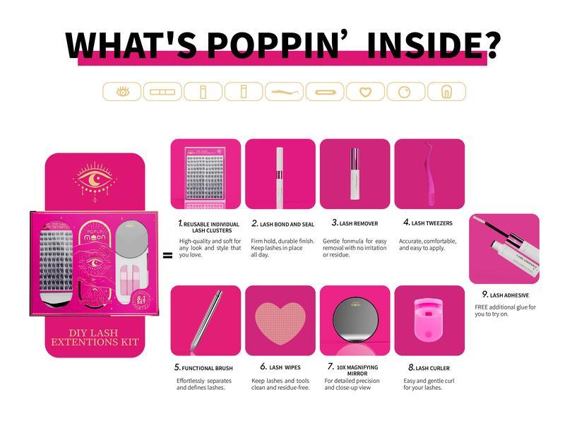 DIY Eyelash Extension Kit-280 Pieces-Long Lasting & Waterproof-Beginner Friendly-Natural Look-Fluffy-3D-D Curl-Cosmetic Makeup