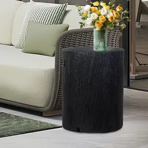 16" Propane Tank Cover Table, Round Tank Container Fits Standard 20 lb Cylinder Bottle Storage Box Hideaway Table, Gas Tank Holder for Outdoor Gas Fire Pits, Deck Backyard Patio, Burnt-wood Black, for outdoor and indoor us