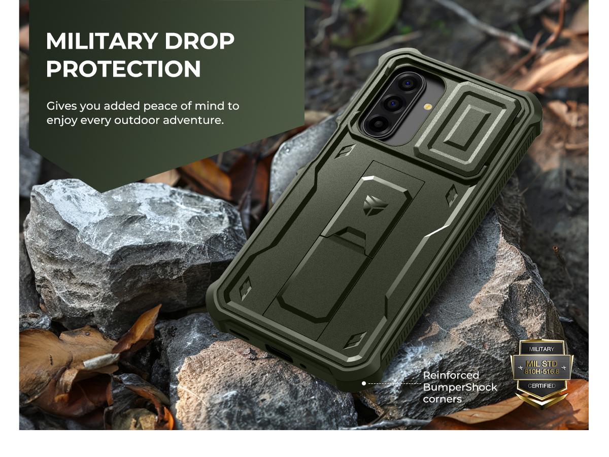 Dexnor for Samsung Galaxy A17-5G Case, [2 Front Frame] [Bulit-in Magnetic Slide Camera Cover & Kickstand] Heavy Duty Protection Shockproof Samsung A17-5G Case with Screen Protector, 6.7in