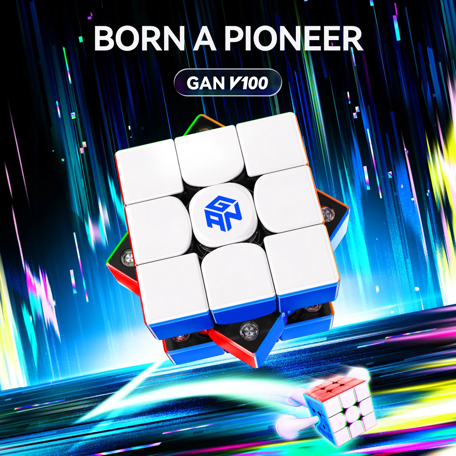 【Local Shipment】GAN V100 Maglev Speed Cube 3x3 Magnetic, Omni-directional Positioning 64g Lightweight Speedcube Brain Teaser Puzzle Fidget Toy for Kids Adults, 55mm Black Inner Surface