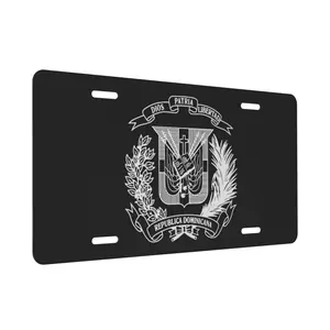 Coat Of Arms Of The Dominican Republic License Plate Aluminum Metal Car Tag Novelty Home Decoration For Women And Men 6x12 Inch