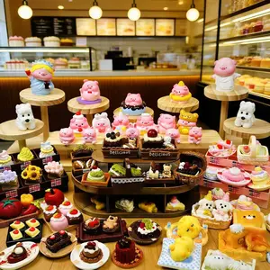 Mini Taba Squishy Toys with Mini Plates, Handmade Value Pack Kids Toys Food-Grade Silicone Relaxation Stick Sensory Fidget Toys For Stress Relief-Soft Squeeze Toys with Keychain Easy Clean