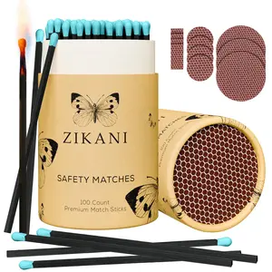 ZIKANI 4" Black Stick & Blue Tip Matches