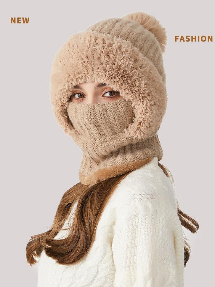 Winter Balaclava Hat Scarf Mask 3 in 1 Set Fleece Lined Windproof Thermal Hooded Neck Warmer with Ear Flaps for Outdoor Sports Cycling Skiing Snowboarding Motorcycling