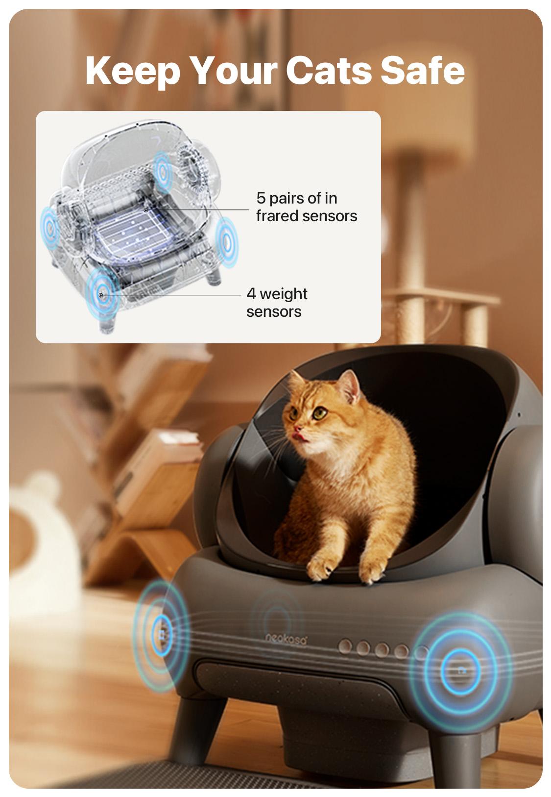 Neakasa M1 Open-top Self-cleaning Cat Litter Box with APP Control, Odor-Free Waste Disposal Includes Trash Bags, Great for cats up to 33 lbs