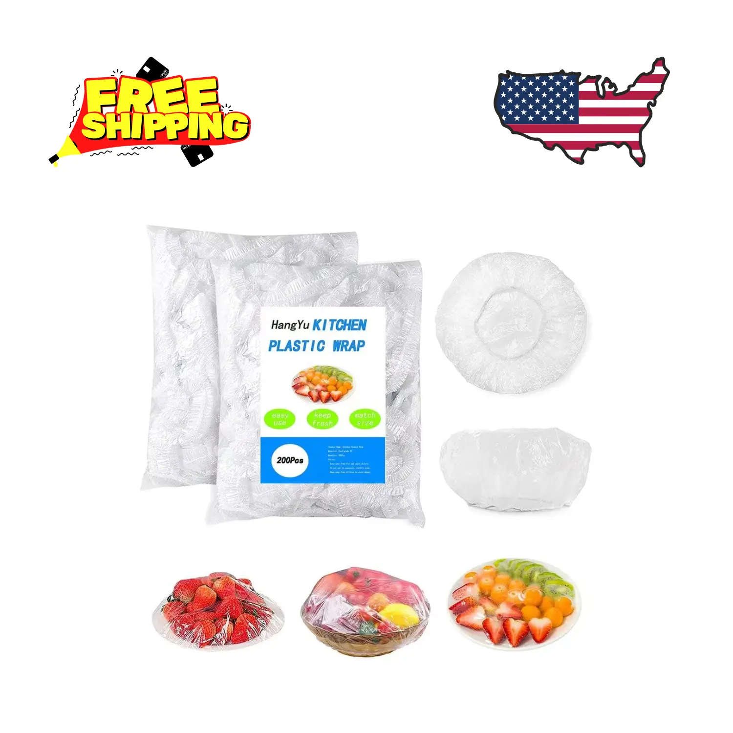 200Pcs Bowl Covers Elastic Food Fresh Keeping Bag