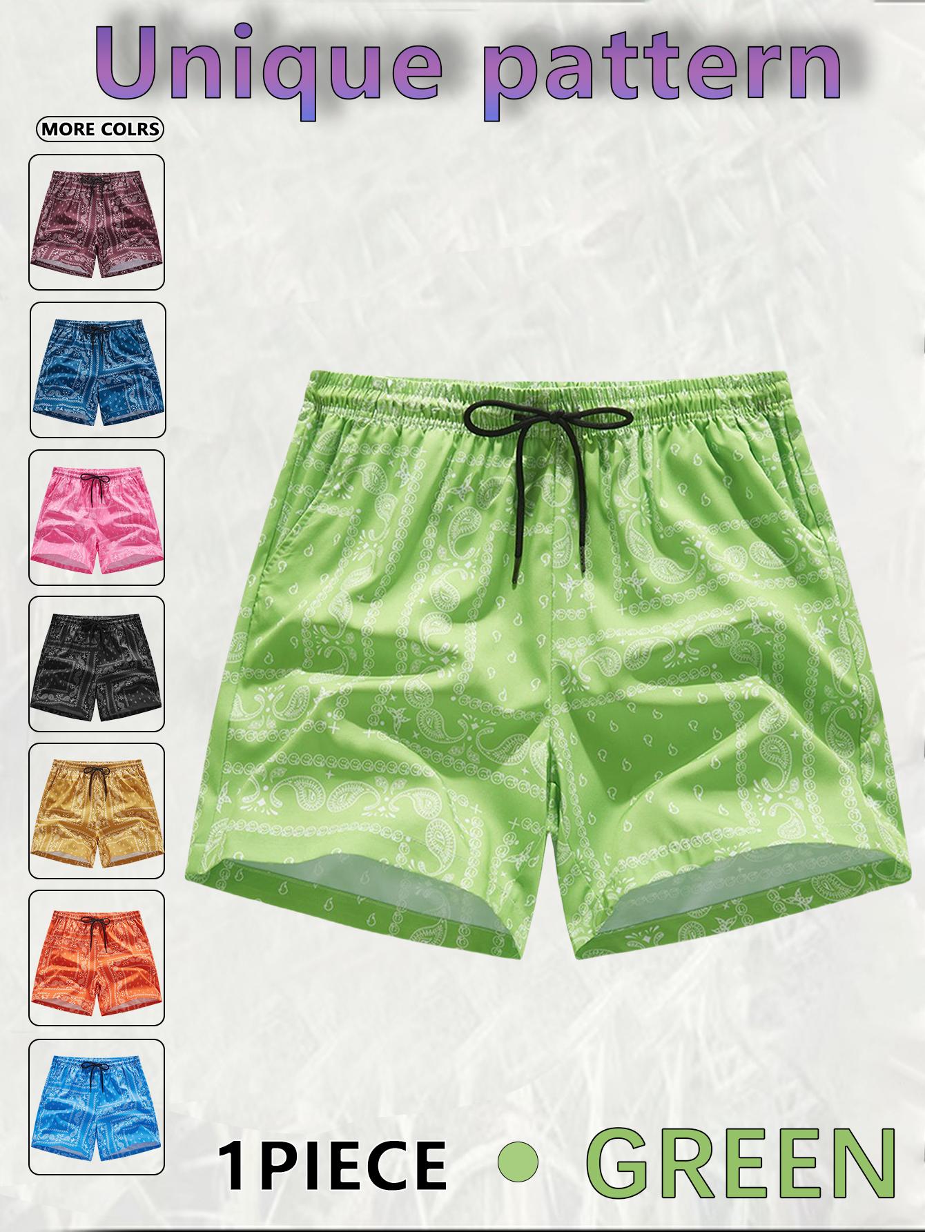 Men's Cashew Flower Pocket Shorts, Regular Fit Casual Drawstring Waist Shorts for Daily Outdoor Wear, Men Bottoms for All Seasons menswear clothes