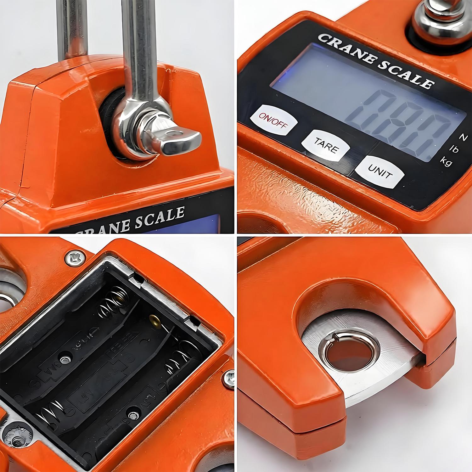 660LB/300KG Heavy Duty Digital Crane Scale - Industrial Compact LCD Metal Hanging Scale with Aluminum Body & Stainless Steel Hook for Garage, Farm, Hunting, Fishing & More (Orange) detail 7