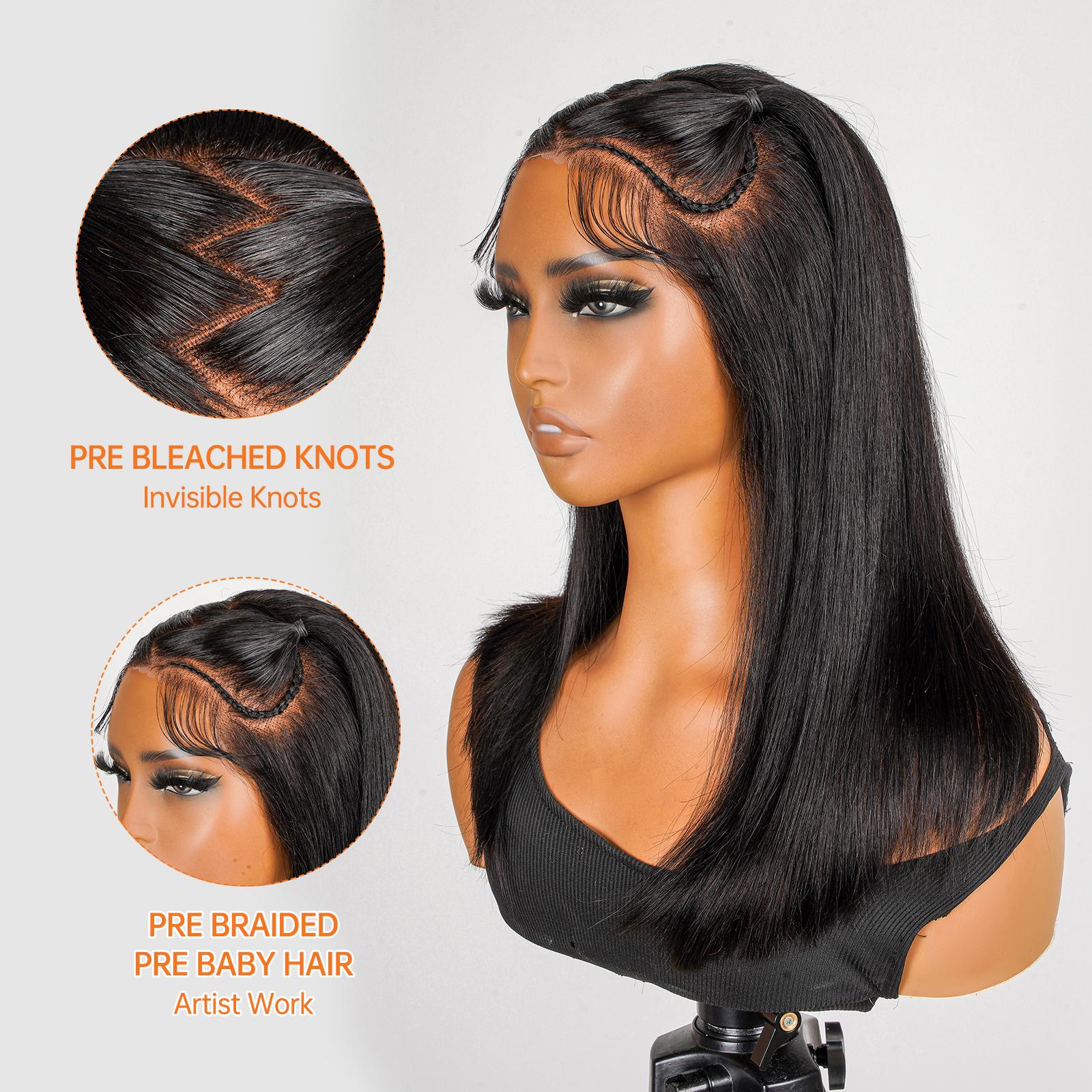 Wiggins Hair 13x4 Straight Lace Front Wigs Human Hair Pre Cut Pre Braided Bob Wig Ready Go Glueless Wig Beginners Friendly Wiggins Hair 13x4 Straight Lace Front Wigs Human Hair Pre Cut Pre Braided Bob Wig Ready Go Glueless Wig Beginners Friendly
