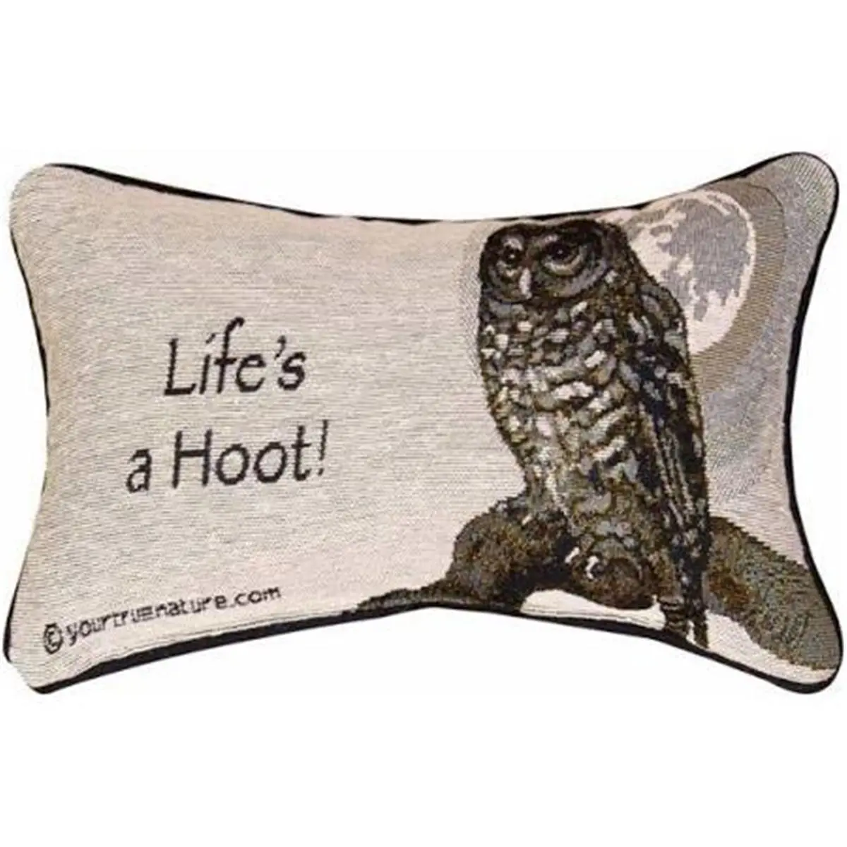 Manual Woodworkers & Weavers Owl Motif Throw Pillow, 12.5x8.5 in. Fabric Pillow for Home Indoor Room Decor