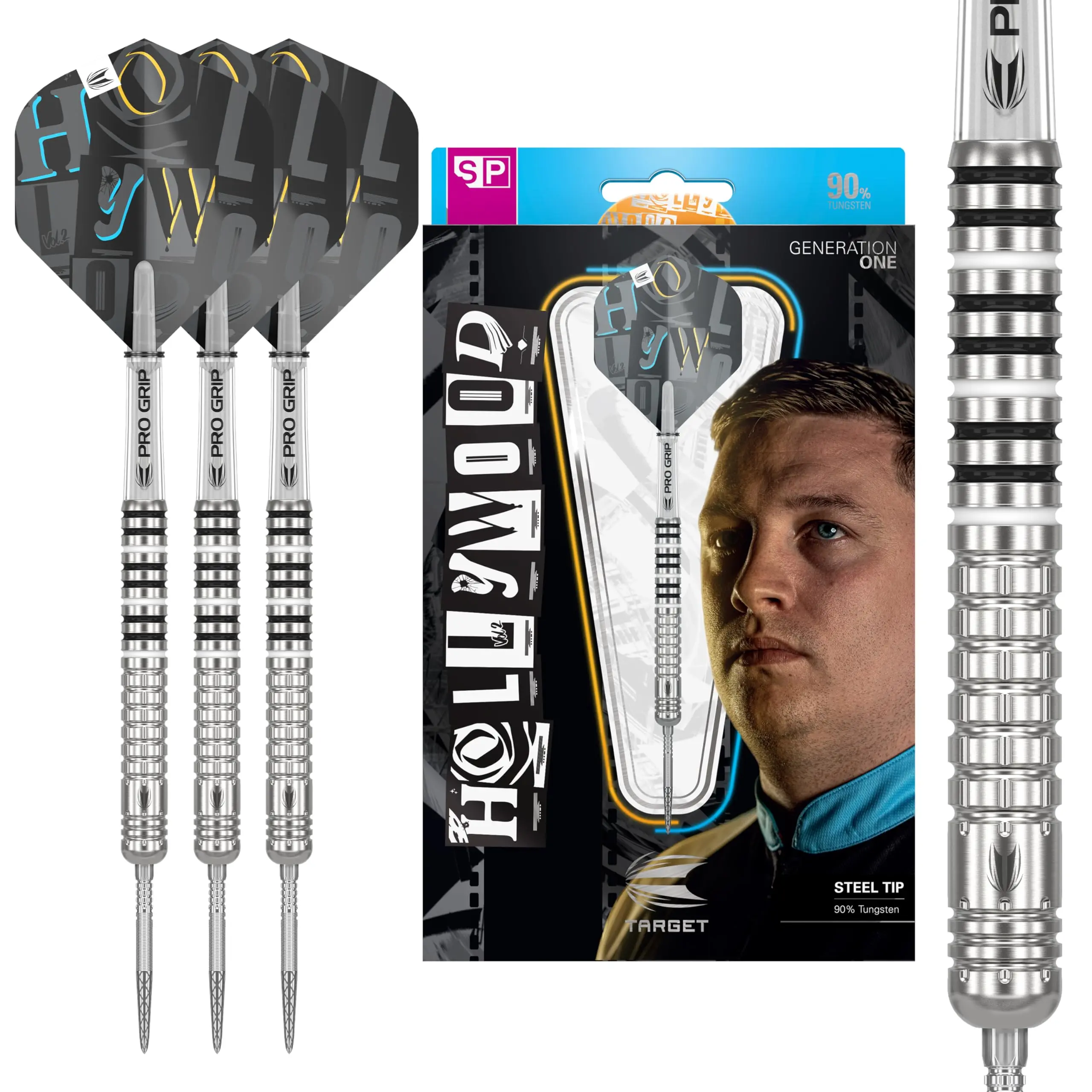 Target Darts Chris Dobey G1 90% Tungsten Steel Tip Darts Set, 22g Professional Match Weighed Barrels with Swiss Point System, New Release, Target Darts New Release