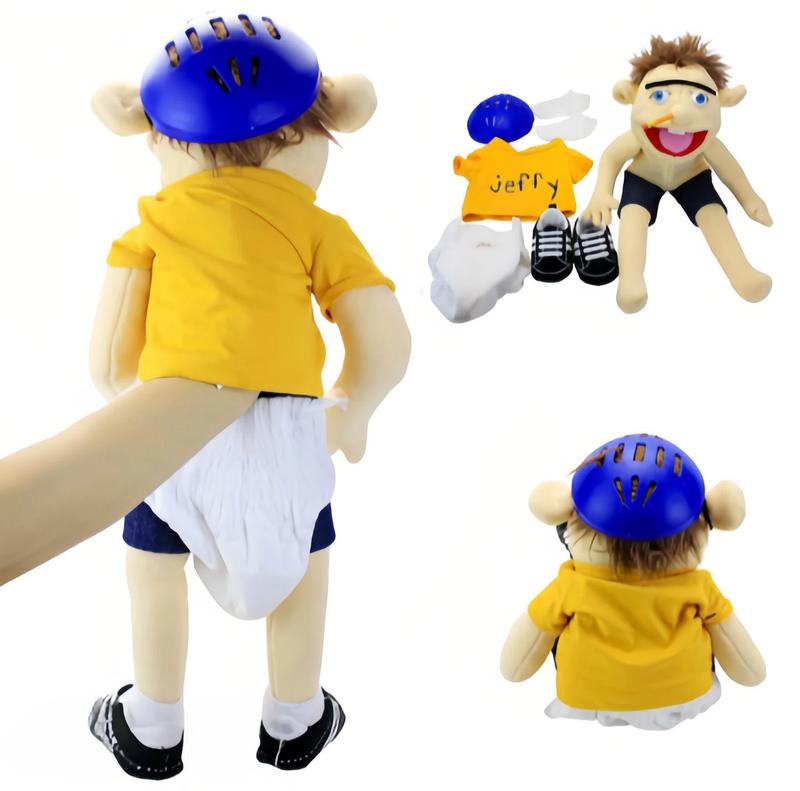 Jeffy Hand Puppet Soft Plush Cartoon Stuffed Doll Educational Roleplay Sleeping Pillow Valentine's Day Easter Birthday Gift for Kids Fans