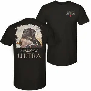 Michelob Ultra – Mallard and Dog T-Shirt – 2-Sided Design – Versatile Unisex Casual Wear – Cool Graphic Tee for Men – Menswear – Gift for Beer Lovers and Michelob Ultra Fans Round Neck Classic Clothes Cotton Fabric Soft -- fleece
