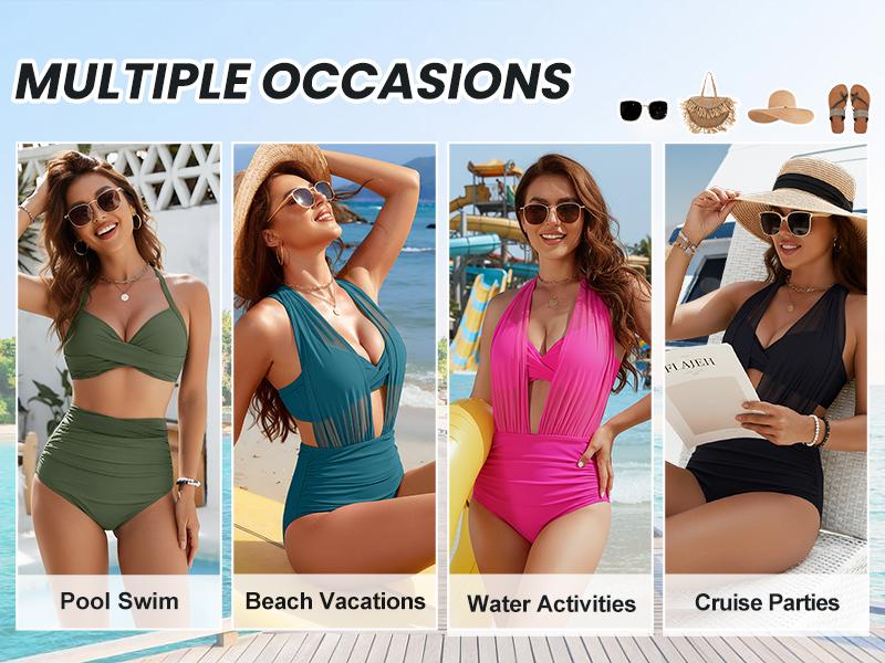 Blooming Jelly Womens Bikini High Waisted Sets Tummy Control Swimsuits 2 Piece Sexy Modest Bathing Suit