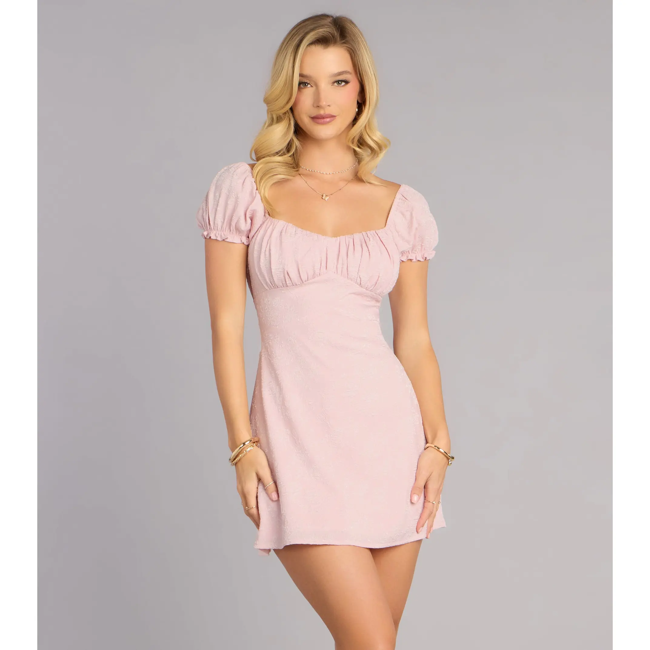 open lace back dress Afternoon Tea Mini Dress - Blue and White main image 1