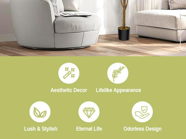 7 FT/6FT/5FT Artificial Olive Tree - Lifelike Faux Silk Olive Plant with Olive Leaves, Ideal for Home (Living Room, Bedroom, Balcony Corner), Office, and Garden Decor.