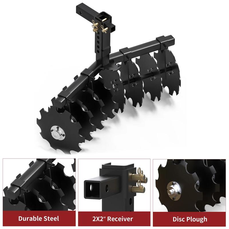 YITAMOTOR 32" Cut Width Disc Plow Harrow With 2" Receiver Hitch Mount for ATVs /UTVs Heavy