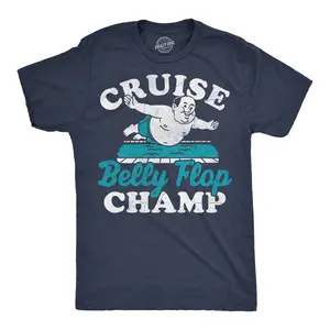 Mens Funny T Shirts Cruise Belly Flop Champ Sarcastic Vacation Tee For Men Mens Funny T Shirts Cool Vintage Fashion T-Shirt Gift Classic Menswear Funny Summer Short Sleeve Novelty Tees for Guys Navy -