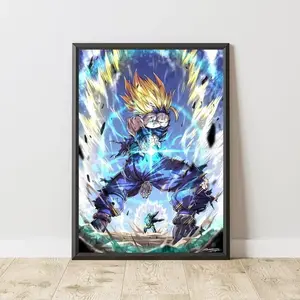 No framed Gohan VS Cell SSJ Wall Art Print, DBZ Cell Saga Poster, Japanese Anime Gift, Manga Aesthetic Room Decoration, DBZ Fan Art