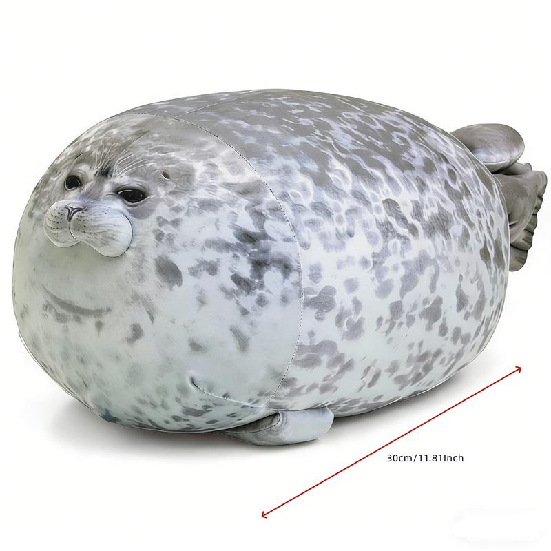 Chubby Blob Seal Pillow 11.8" Stuffed Cotton Plush Animal Cute Ocean Companion Valentine's Day Easter Gift for Kids Adults