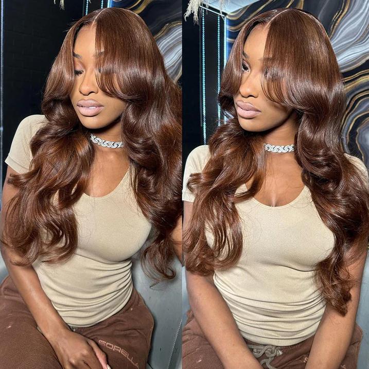 [NEW IN] Hot Star Super Deal #4 Ginger Brown Colored Body Wave and Straight 13x6 HD Transparent Lace Frontal Human 180% Desnity Hair Wigs