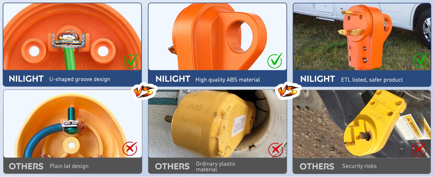 Nilight 30 Amp RV Replacement Plug 125 Volt Heavy Duty Male with Handle ETL Listed NEMA TT-30P for Camper Caravan Motorhome Van Trailer