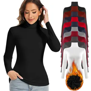 Women Thermal Turtleneck Shirts, Women Turtle Neck Fleece Lined Long Sleeve Compression Base Layer Tops