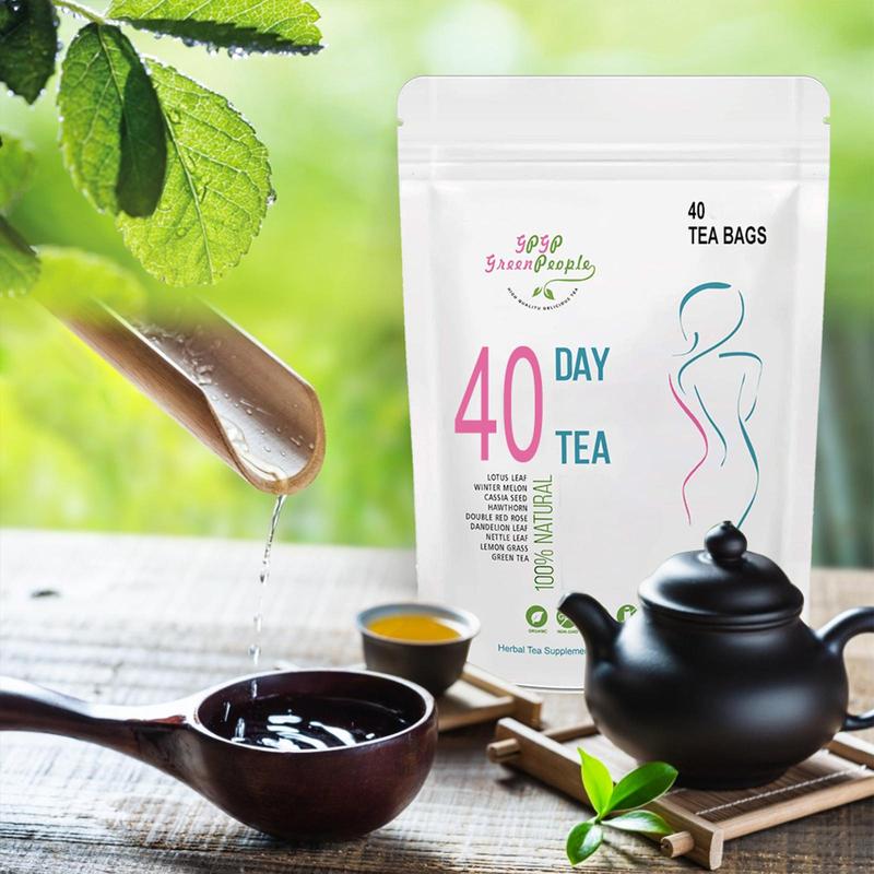 40 Days Ladies Tea Bag - Non GMO, Vegan, All Natural Teas, Made with Green Tea, Herbal Tea Supplement, Reduce Bloating