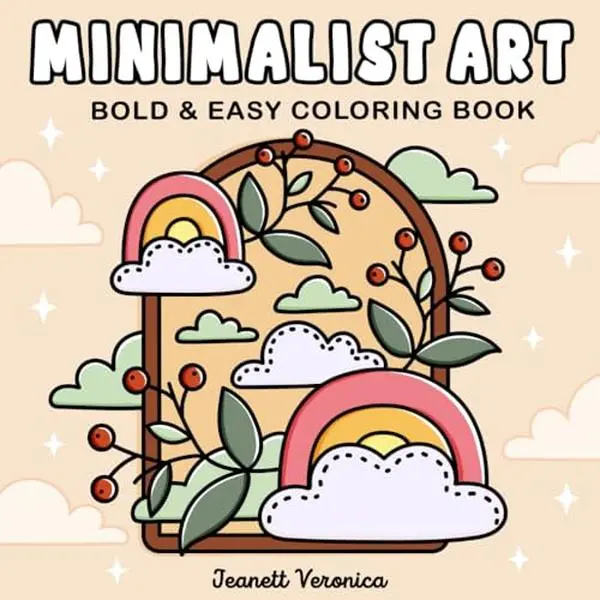 Adult Coloring Book for Adults - Minimalist Art Interactive Activity Book, 8.5x8.5", Hard Cover, 50 Pages, 50 Hand-Drawn Clean Lines Simple Shapes, Open Space, Effortless Coloring, Stress Relief