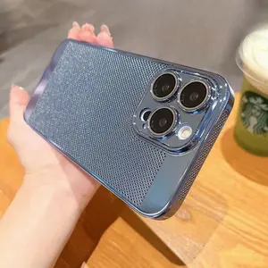 Electroplated mesh heat dissipation is suitable for iPhone 17/16/15/14/13/12 Pro Max Plus Air Built-in lens protector, full-coverage drop-proof phone case 995