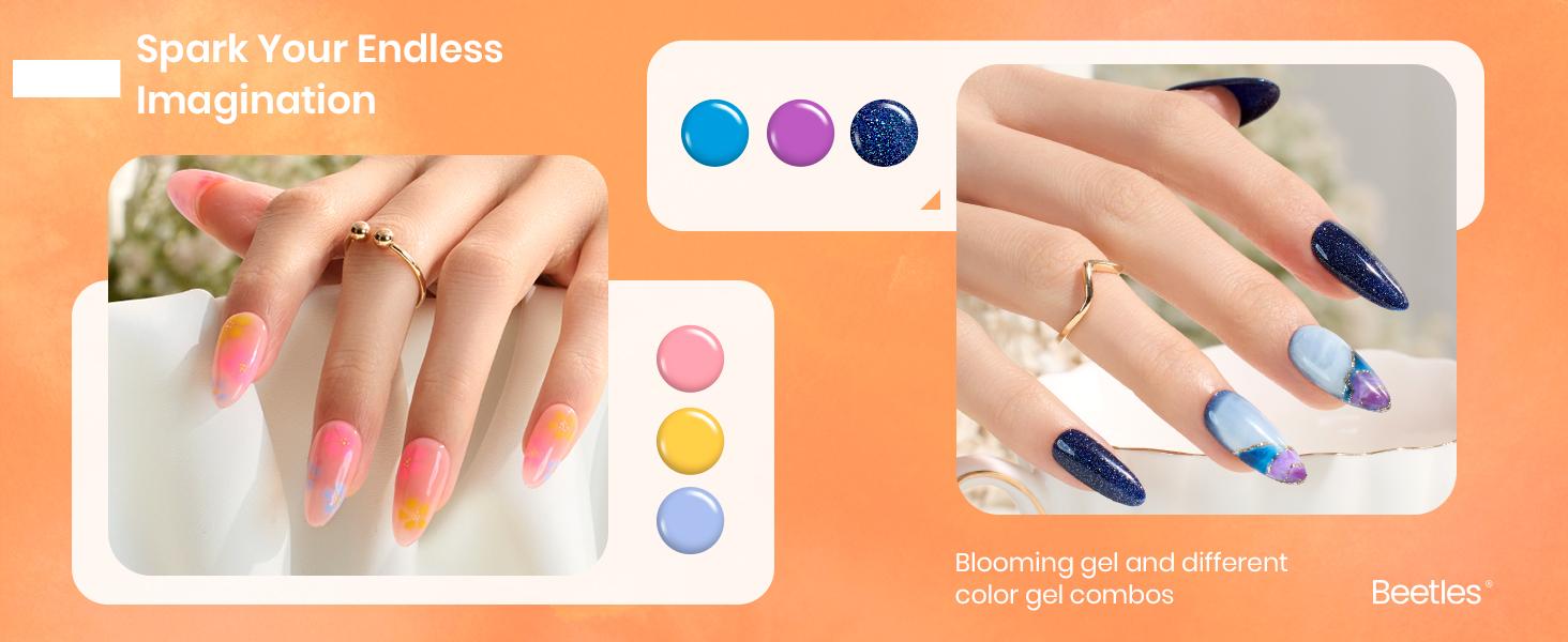 Beetles Nail Hema Free Blooming Gel Polish Clear UV LED Blossom for Nail Art and Manicure with Marble Natural Stone Effect,   Mother's Day Gift