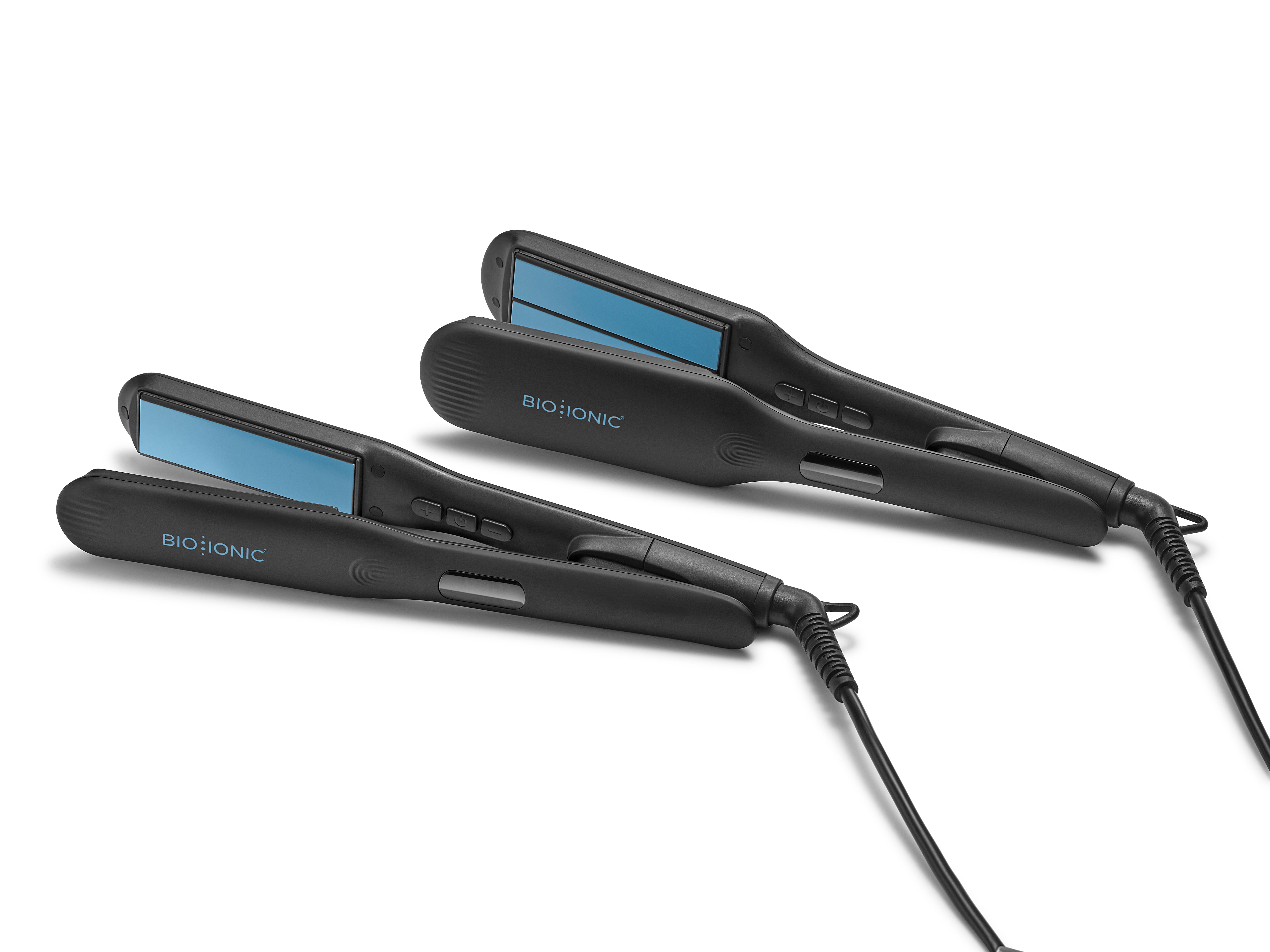 BIO IONIC OFFICIAL: OnePass Styling Iron - Ceramic Plates Hair Straightener For Effortless, Smooth Straight Styles, with Silicone Strips, Auto Shut-off, Flat Iron For All Hair Types