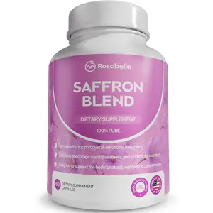 Rosabella Saffron Blend Supplement for Men & Women – Saffron, B6, Magnesium & Herbal Extract Capsules – Supports Mood, Focus & Clarity – Non-GMO, Gluten-Free – 60 Capsules – 30-Day Supply Fitness Edible Dietary Vitamin
