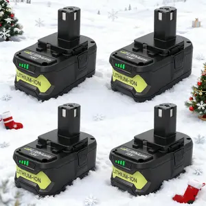 4-Pack Ryobi 18V 8000mAh High Capacity Li-Ion Replacement Battery, Fast Charge for P108 Series Cordless Tools